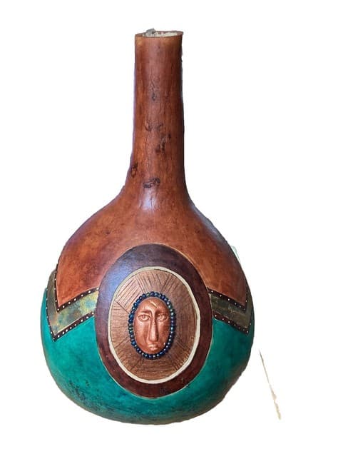 Large Hand Carved, Sculpted And Painted Gourd For Garden Or Home Decor product image