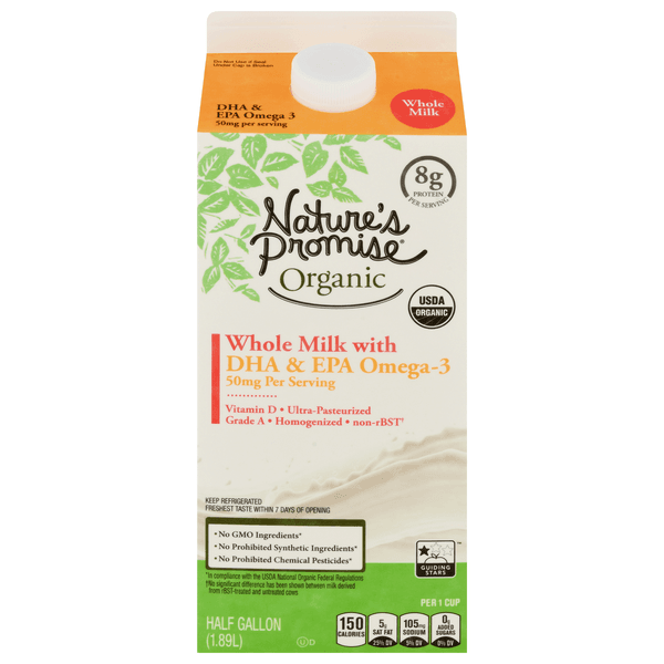 Nature's Promise Organic Whole Milk with DHA & EPA Omega- 3 product image