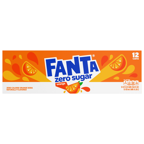 Fanta Zero Orange Soda Caffeine Free - 12 pk product image