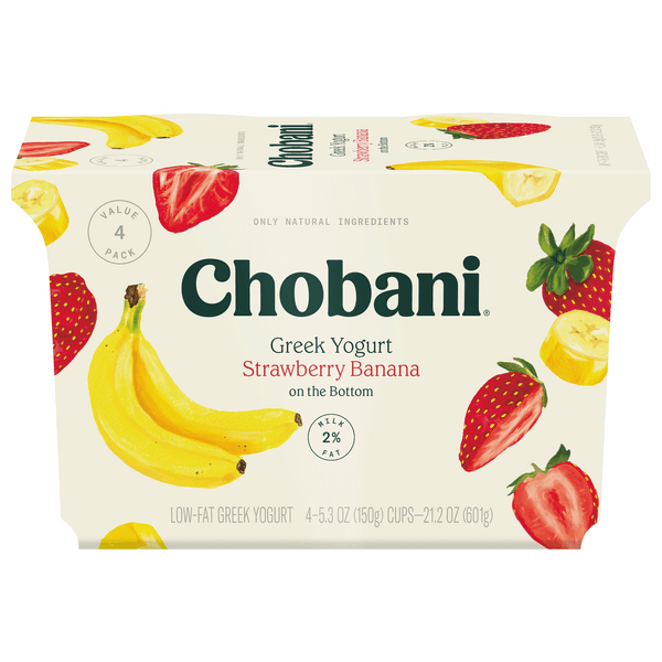 Chobani Low-Fat Strawberry Banana on the Bottom Greek Yogurt product image